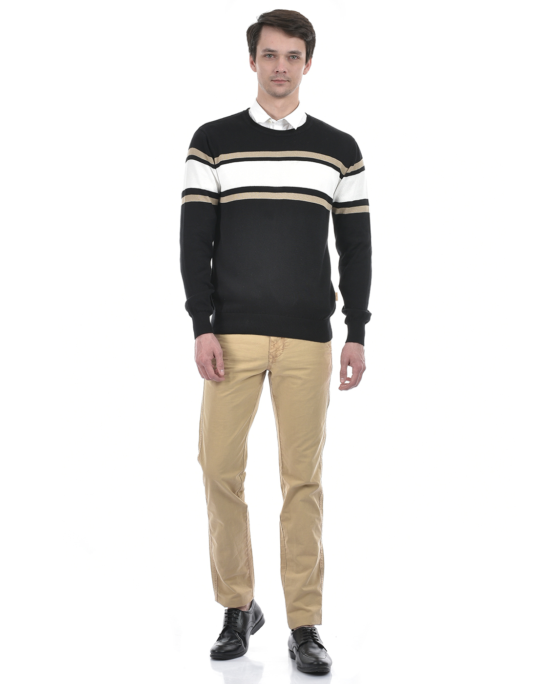 Numero Uno Men Striped Black Sweater